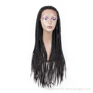 cheapest long lace front box braided synthetic wigs, lace wig for black women braid